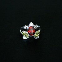 925 Silver Ring with Thrush Zirconia Colored Stones