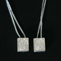 Choker Silver Scapular 925 Our Lady of Aparecida and Our Lady of Grace 69cm