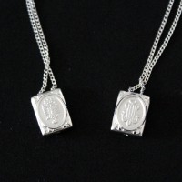 Necklace Silver Scapular 925 Our Lady of Nazareth and Our Lady of Grace 70cm