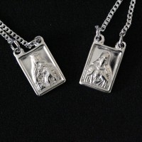 Silver Scapular Necklace 925 Nossa Senhora do Carmo and Sacred Heart of Jesus 70cm