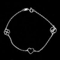 925 Silver Luck in Love Bracelet 14 / 20cm