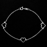 925 Silver Heart Lines Bracelet 14 / 20cm