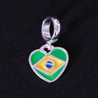 Pingente Prata 925 Bandeira do Brasil para Pulseira Momentos de Vida