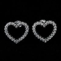 925 Silver Earring Heart Studded with Zirconia Stones