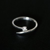 925 Silver Solitaire Ring with Zirconia Stone