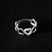 Silver Ring 925 3 Hearts with Zirconia Stone