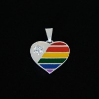GLS 925 Silver Pendant Heart with Arco Iris Stone