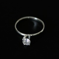 Solitaire Silver Ring 925 Round with Zirconia Stone