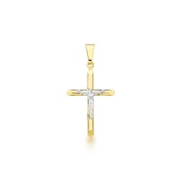 Gold Plated Crucifix Semi Jewel Pendant