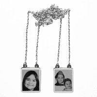Silver Scapular 925 with engraved photo / Photoengraving 60cm - 15.8mm x 19.8mm