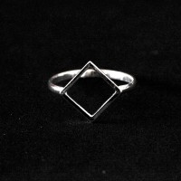 Square 925 Silver Ring Dropped