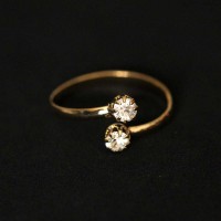 Gold Plated Semi Jewel Ring 02 Adjustable Zirconia Stones