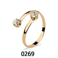 Gold Plated Semi Jewel Ring 02 Adjustable Zirconia Stones