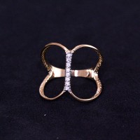 Gold Plated Semi Jewel Ring with Zirconia Stone
