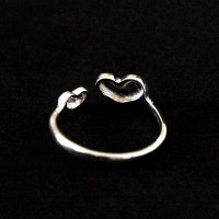 Silver Ring 925 Adjustable Hearts Composite