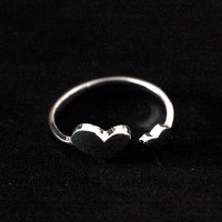 Silver Ring 925 Adjustable Hearts Composite