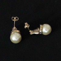 Semi plateado pendiente de la joyera de la perla de seora Gold Die