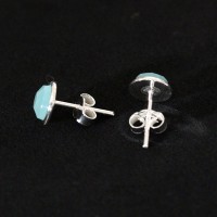 925 Silver Earring Cabochon 6m Navy Water