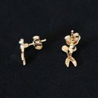 Semi Earring Jewelry Gold Plated Scissors with zirconia stones
