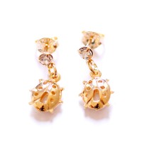 Semi Jeweled Gold Plated Ladybird Earring