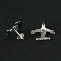 Silver Earring 925 Aged Great Anchor