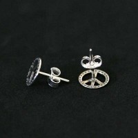 Silver Earring 925 Aged Peace and Love