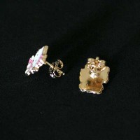 Gold-Plated Semi Jewel Earring Kitten