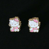 Gold-Plated Semi Jewel Earring Kitten
