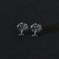 925 Silver Earring Aged Tree of Life