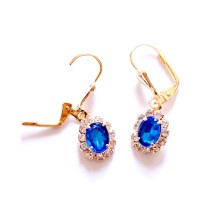 Gold Plated Semi Jewel Earring with Zirconia Stone