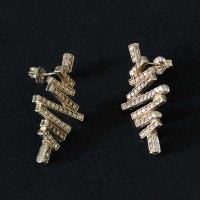 Semi pendiente de la joyera del oro moderno plateado con piedras Zirconia