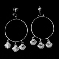 925 Silver Earring Hoop Three Shells
