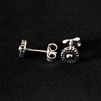 925 Silver Earring Aged Circle
