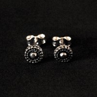 925 Silver Earring Aged Circle