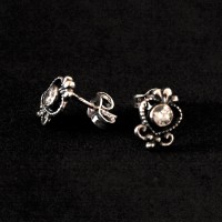 925 Silver Earring Aged With Zirconia