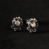 925 Silver Earring Aged With Zirconia