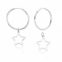 925 Silver Earring Big Hollow Star Ring