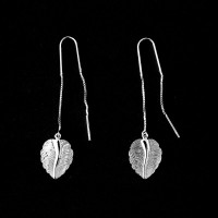 925 Silver Earring Flat Leaf Hook