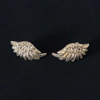 Semi joyas de oro pendiente plateado alas