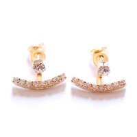 Gold Plated Semi Jewel Earring with Zirconia Stone