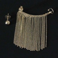 Semi Earring Jewelry Gold Plated with Bolinha chain and A Ball