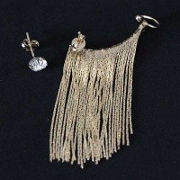Semi Earring Jewelry Gold Plated with Fringe and A with Zirconia Stone