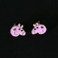 Piggy Gold Plated Semi Jewel Earring