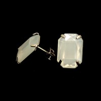 White Cabochon Stainless Steel Earring
