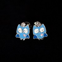 Stainless Steel Owl with Zirconia Earring