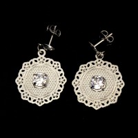 Round Stainless Steel Earring with Zirconia