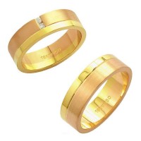 Alliance Gold and 18k Gold Red 750 Width 6.00mm Height 1.50mm / Alliance Gold and 18k Gold Red 750 with 2 Brilliant 2.25 Points Width 6.00mm Height 1.50mm