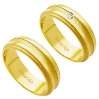 Alliance Gold 18k 750 Width 6.00mm Height 1.50mm / Alliance 18k Gold 750 with 1 Brilliant 3.50 Points Width 6.00mm Height 1.50mm