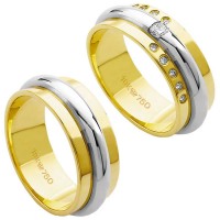 Alliance Gold and White Gold 18k 750 Width 7.50mm Height 2.30mm / Alliance Gold and 18k White Gold 750 with 10 Brilliant 11.00Points and 1 Brilliant 1.00Points Width 7.50mm Height 2.30mm