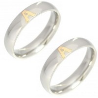 Pair of Alliance Stainless Steel 5mm with 1 letter on Gold